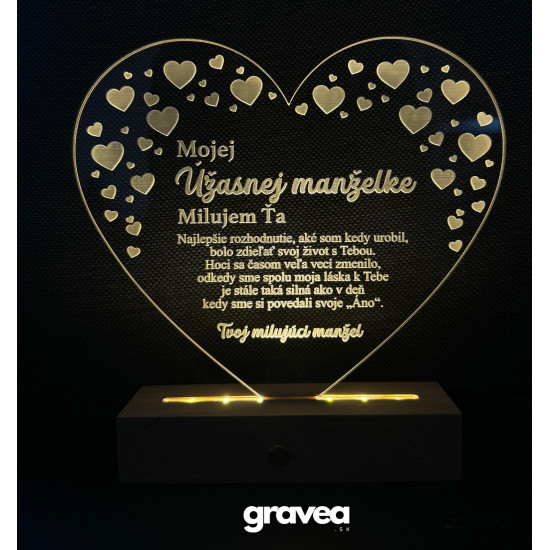 Gravírovaná LED lampa pre úžasnú manželku